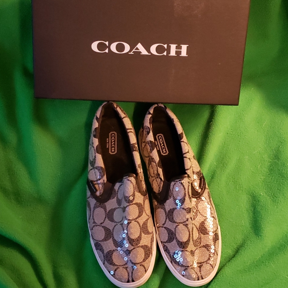 Sequined coach slip on sneakers worn once size 9